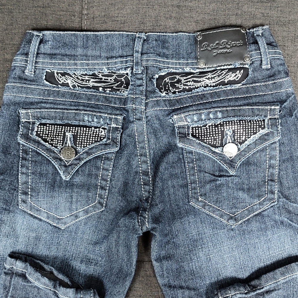 Jeans Skinny Red Rivet Rhinestone